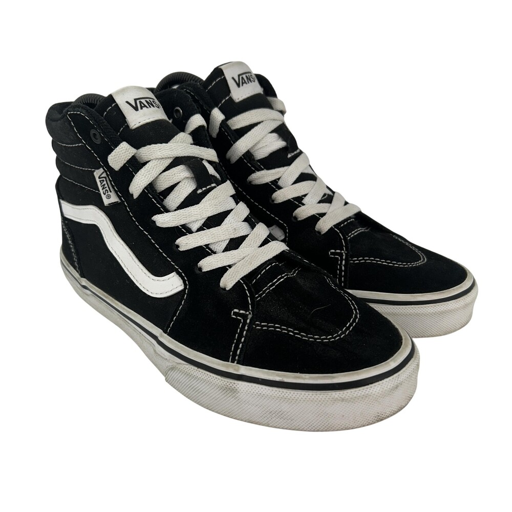 Vans Sk8-Hi Shoes Youth Size 5 Black White Canvas High Top Kids Skate Sneakers